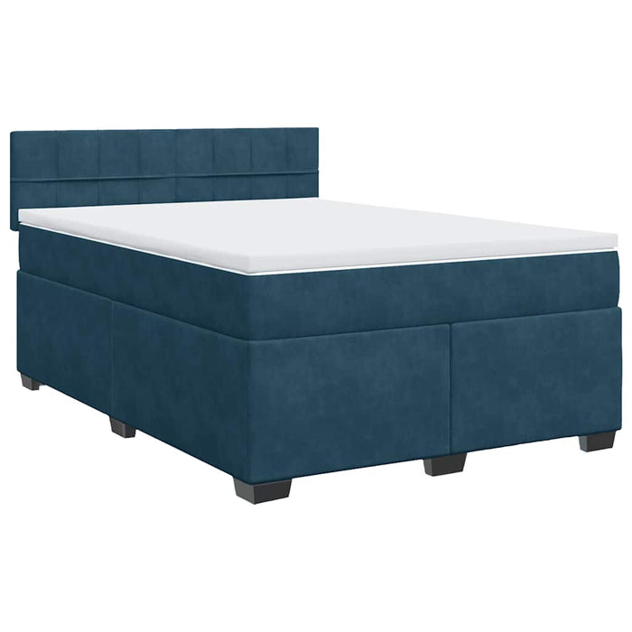Pat box spring cu saltea, albastru, 140x200 cm, catifea - WALTI WALTI