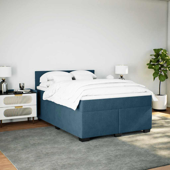 Pat box spring cu saltea, albastru, 140x200 cm, catifea - WALTI WALTI