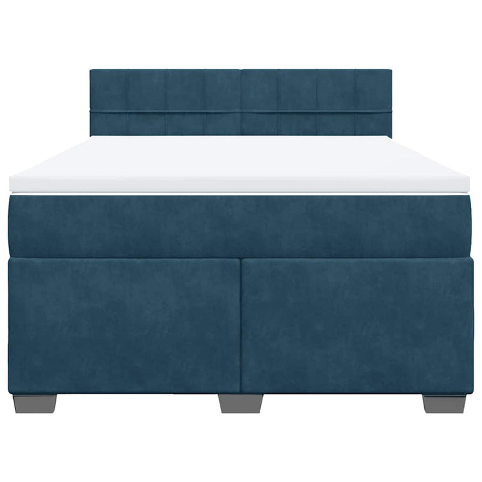Pat box spring cu saltea, albastru, 140x200 cm, catifea - WALTI WALTI