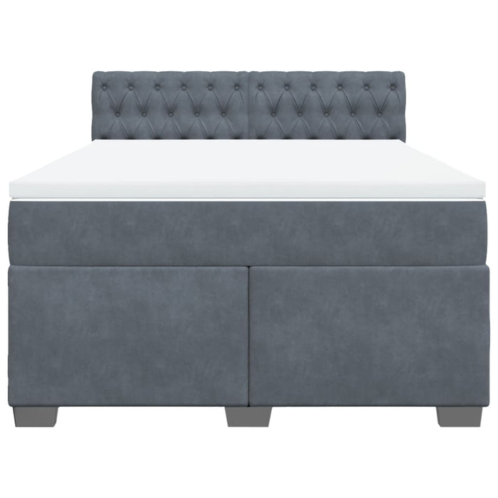 Pat box spring cu saltea, gri închis, 140x200 cm, catifea - WALTI WALTI