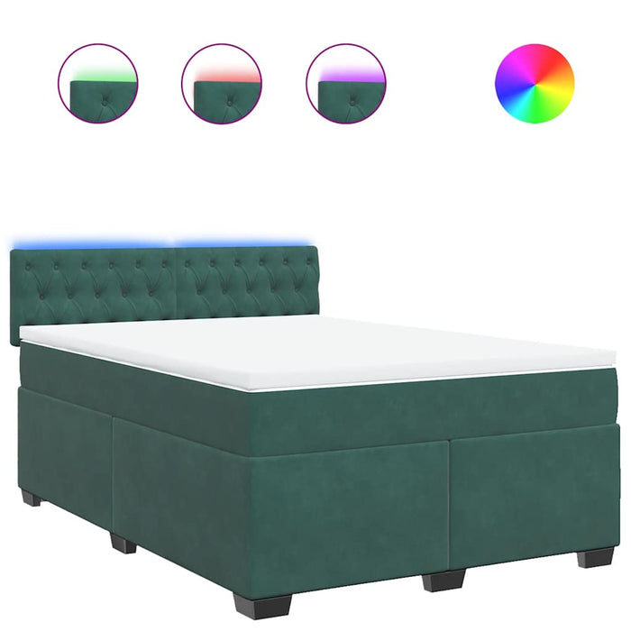 Pat box spring cu saltea, verde închis, 140x200 cm, catifea - WALTI WALTI