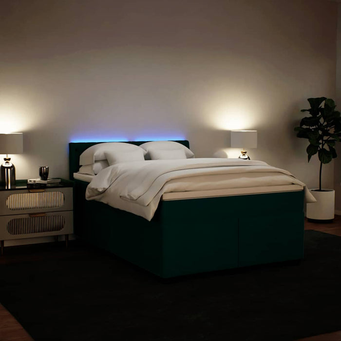 Pat box spring cu saltea, verde închis, 140x200 cm, catifea - WALTI WALTI