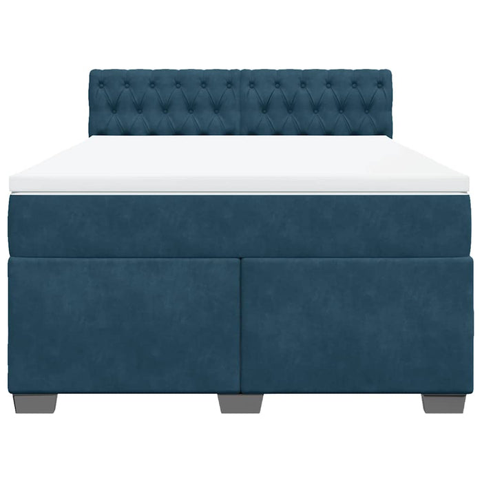 Pat box spring cu saltea, albastru, 140x200 cm, catifea - WALTI WALTI