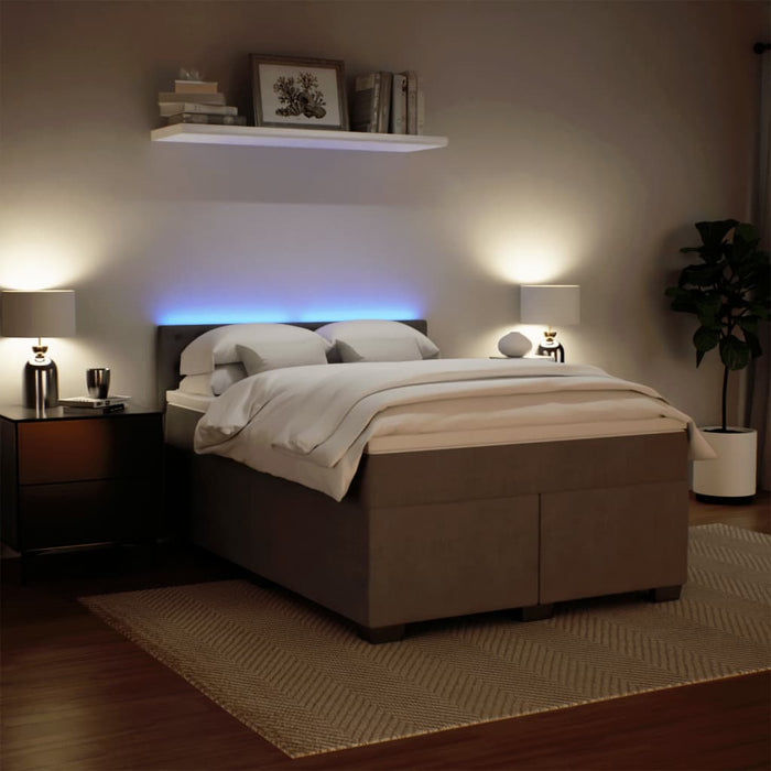 Pat box spring cu saltea, gri deschis, 140x200 cm, catifea - WALTI WALTI
