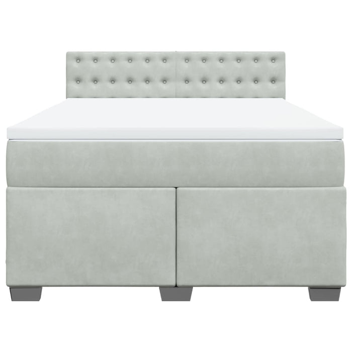 Pat box spring cu saltea, gri deschis, 140x200 cm, catifea - WALTI WALTI