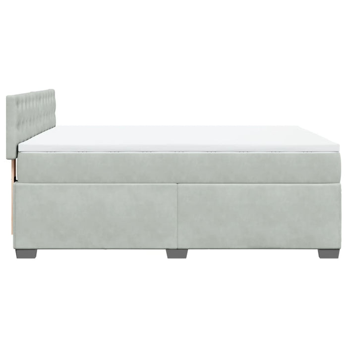 Pat box spring cu saltea, gri deschis, 140x200 cm, catifea - WALTI WALTI