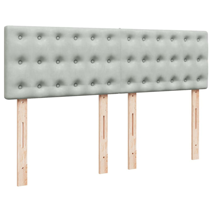 Pat box spring cu saltea, gri deschis, 140x200 cm, catifea - WALTI WALTI