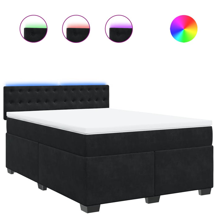 Pat box spring cu saltea, negru, 140x200 cm, catifea - WALTI WALTI