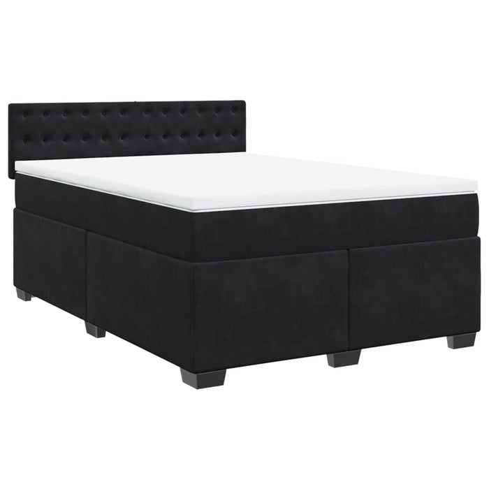 Pat box spring cu saltea, negru, 140x200 cm, catifea - WALTI WALTI