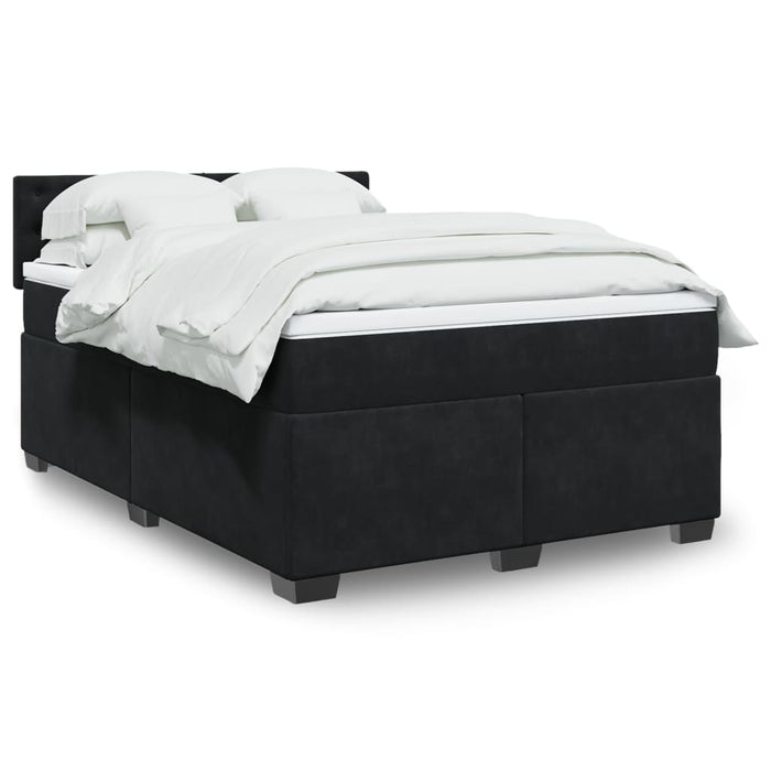 Pat box spring cu saltea, negru, 140x200 cm, catifea - WALTI WALTI