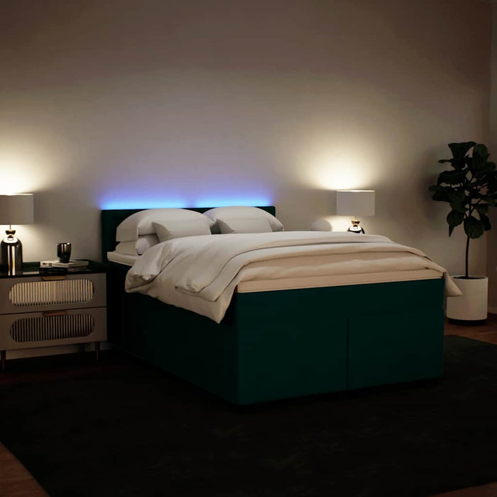 Pat box spring cu saltea, verde închis, 140x200 cm, catifea - WALTI WALTI