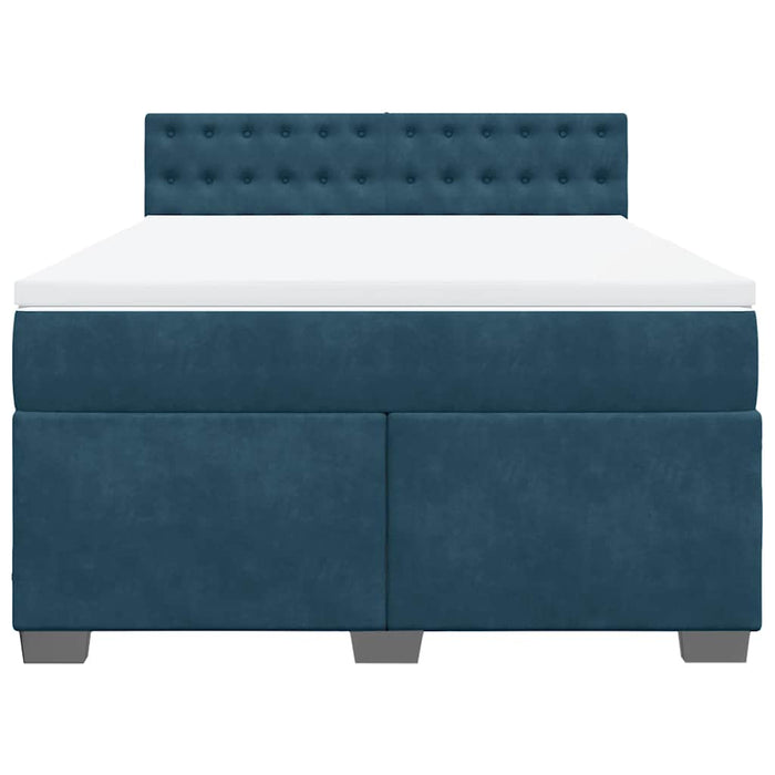 Pat box spring cu saltea, albastru, 140x200 cm, catifea - WALTI WALTI