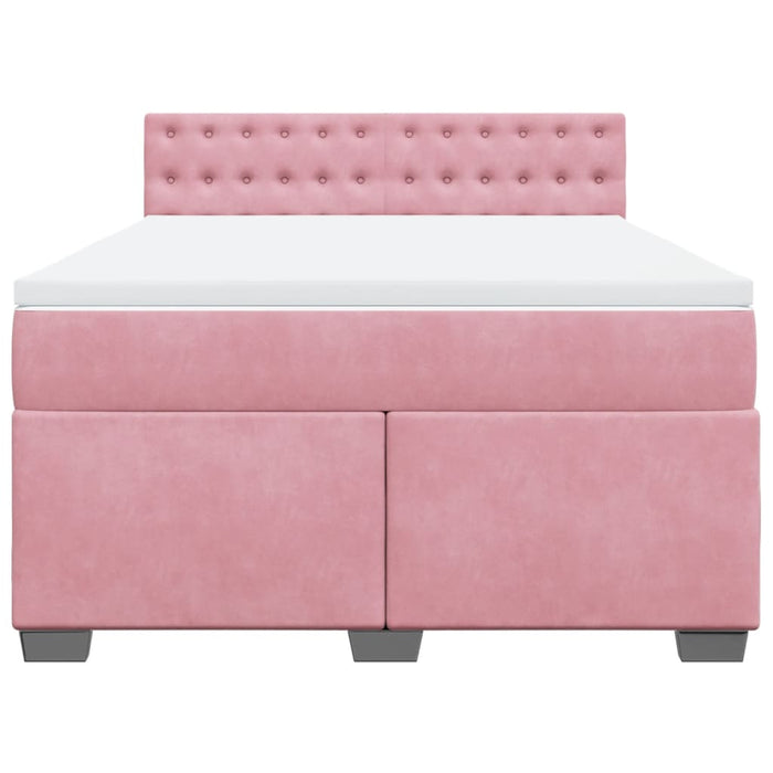 Pat box spring cu saltea, roz, 140x200 cm, catifea - WALTI WALTI