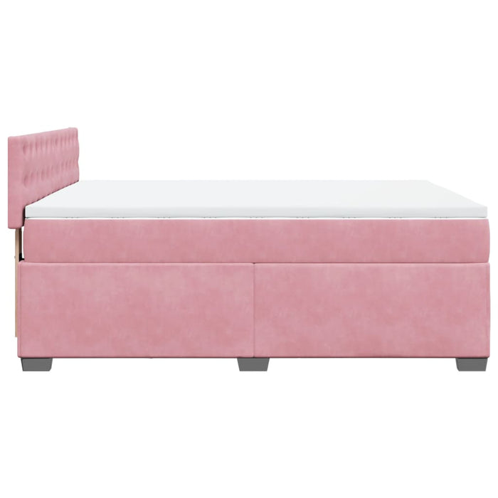 Pat box spring cu saltea, roz, 140x200 cm, catifea - WALTI WALTI