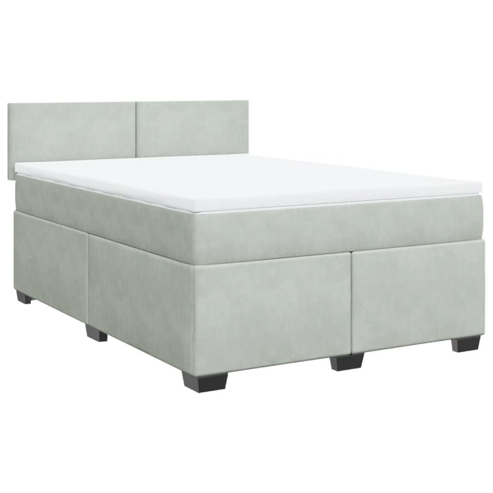 Pat box spring cu saltea, gri deschis, 160x200 cm, catifea - WALTI WALTI