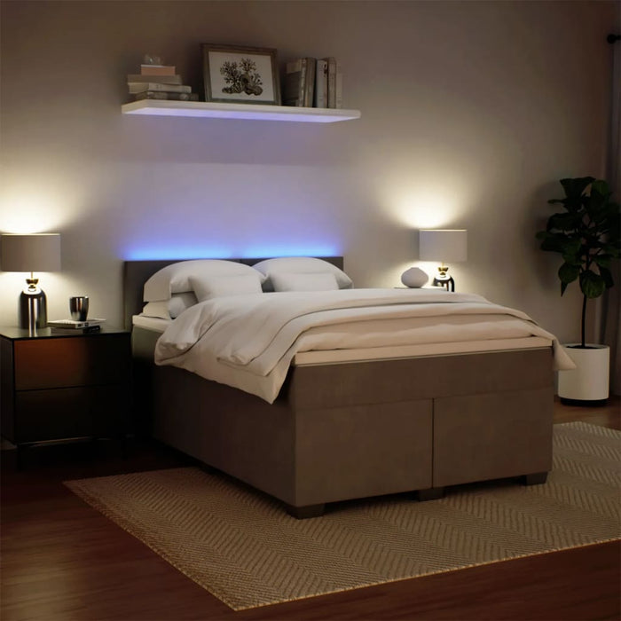 Pat box spring cu saltea, gri deschis, 160x200 cm, catifea - WALTI WALTI