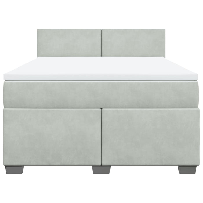 Pat box spring cu saltea, gri deschis, 160x200 cm, catifea - WALTI WALTI