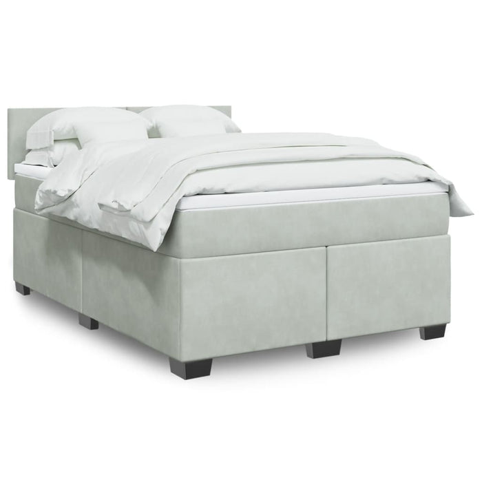 Pat box spring cu saltea, gri deschis, 160x200 cm, catifea - WALTI WALTI