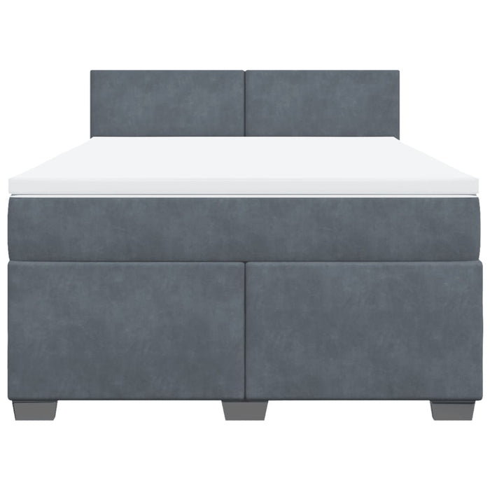 Pat box spring cu saltea, gri închis, 160x200 cm, catifea - WALTI WALTI