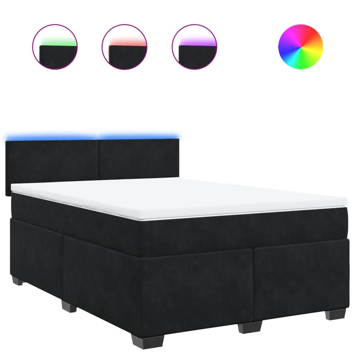 Pat box spring cu saltea, negru, 160x200 cm, catifea - WALTI WALTI