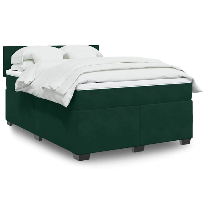 Pat box spring cu saltea, verde închis, 160x200 cm, catifea - WALTI WALTI