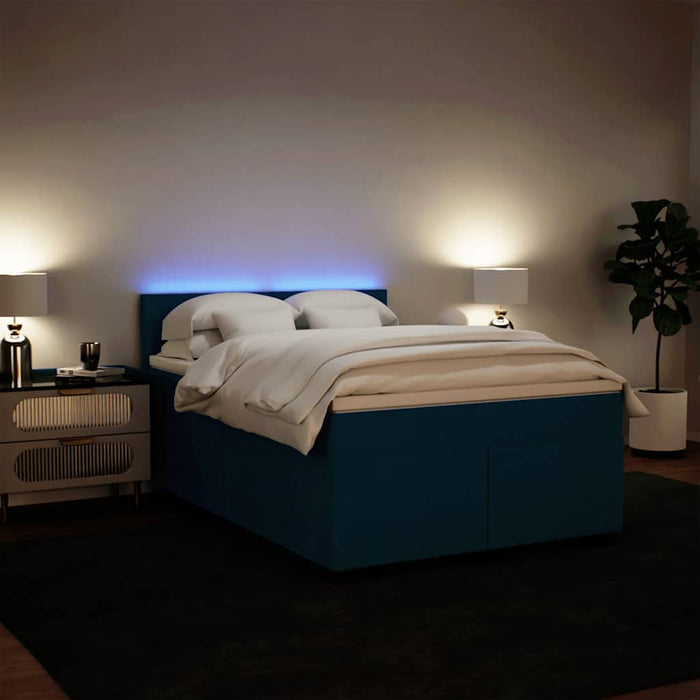 Pat box spring cu saltea, albastru, 160x200 cm, catifea - WALTI WALTI