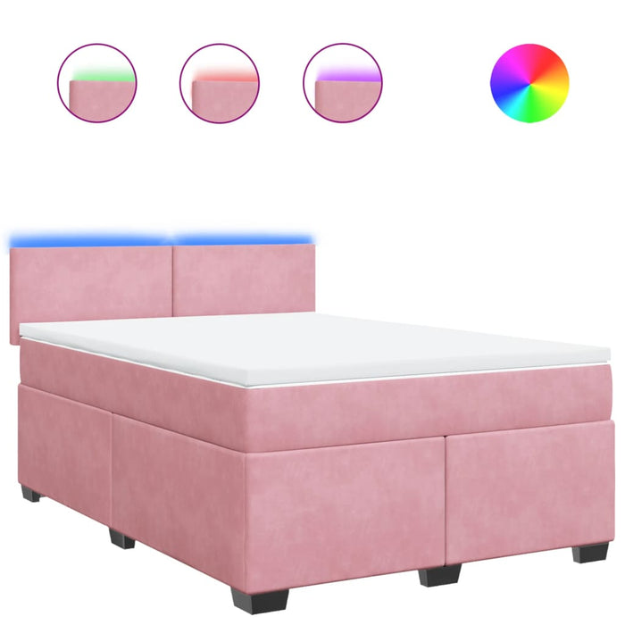 Pat box spring cu saltea, roz, 160x200 cm, catifea - WALTI WALTI