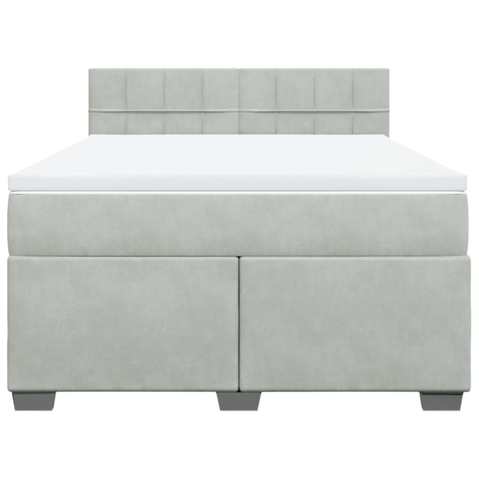 Pat box spring cu saltea, gri deschis, 160x200 cm, catifea - WALTI WALTI