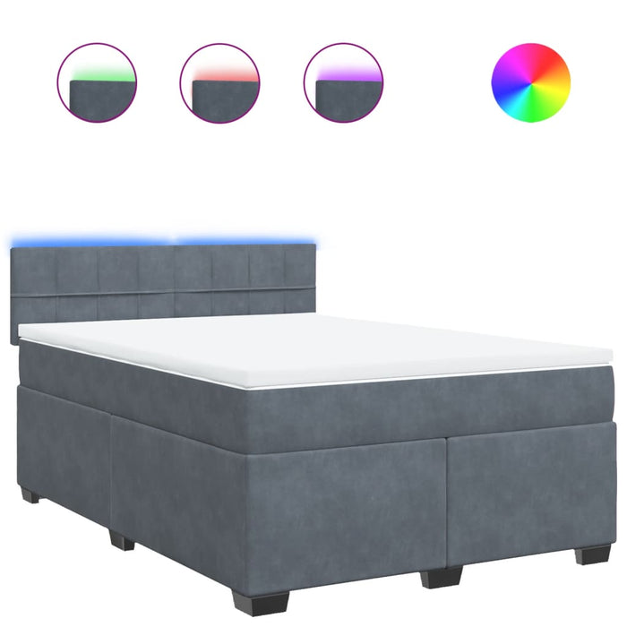 Pat box spring cu saltea, gri închis, 160x200 cm, catifea - WALTI WALTI