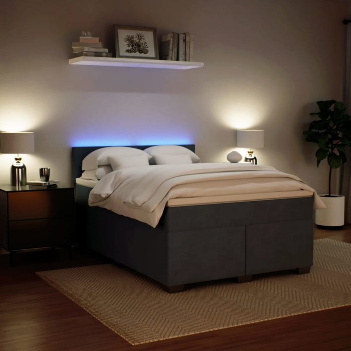 Pat box spring cu saltea, gri închis, 160x200 cm, catifea - WALTI WALTI