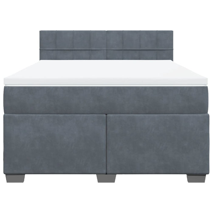 Pat box spring cu saltea, gri închis, 160x200 cm, catifea - WALTI WALTI