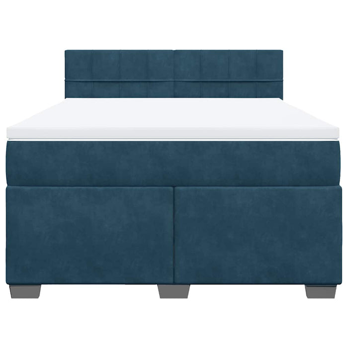 Pat box spring cu saltea, albastru, 160x200 cm, catifea - WALTI WALTI
