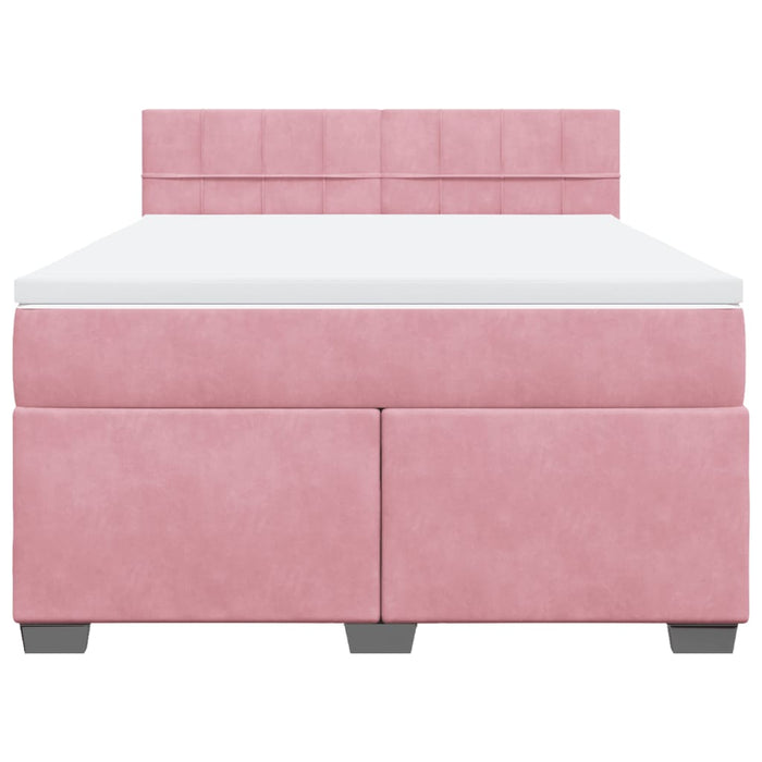 Pat box spring cu saltea, roz, 160x200 cm, catifea - WALTI WALTI