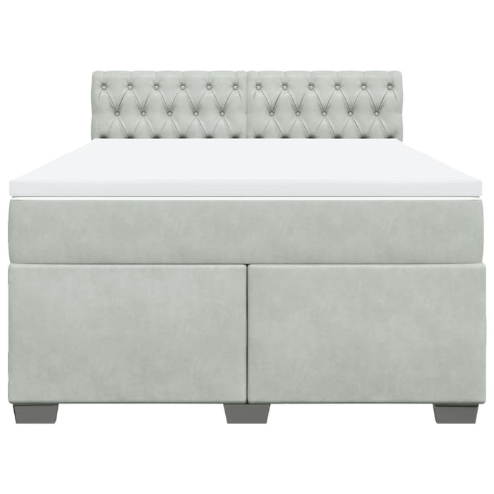 Pat box spring cu saltea, gri deschis, 160x200 cm, catifea - WALTI WALTI
