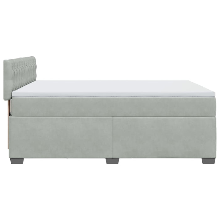Pat box spring cu saltea, gri deschis, 160x200 cm, catifea - WALTI WALTI