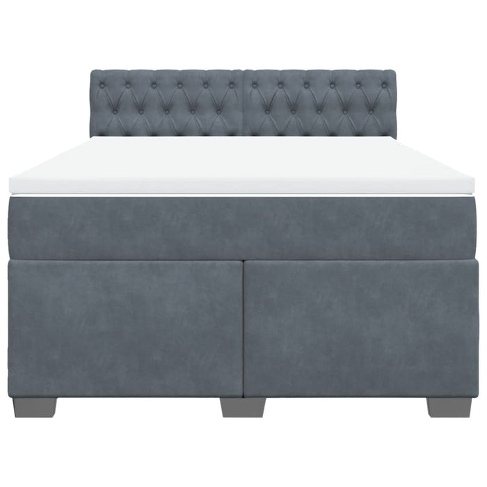 Pat box spring cu saltea, gri închis, 160x200 cm, catifea - WALTI WALTI