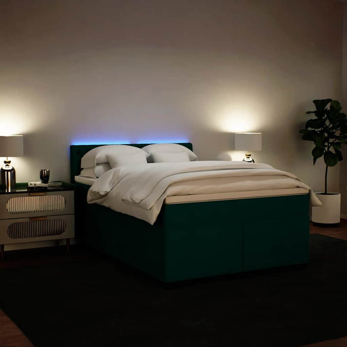 Pat box spring cu saltea, verde închis, 160x200 cm, catifea - WALTI WALTI