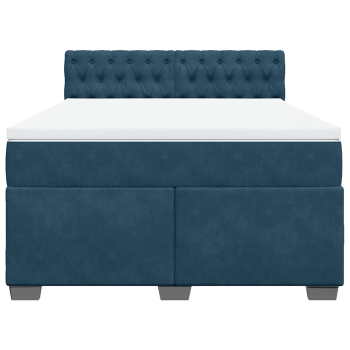 Pat box spring cu saltea, albastru, 160x200 cm, catifea - WALTI WALTI