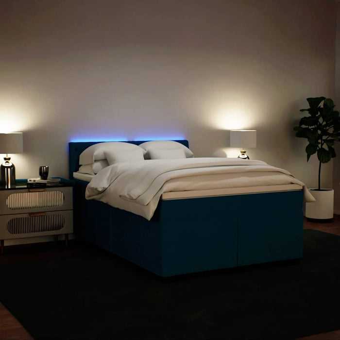 Pat box spring cu saltea, albastru, 160x200 cm, catifea - WALTI WALTI