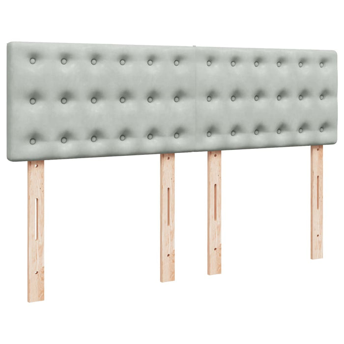 Pat box spring cu saltea, gri deschis, 160x200 cm, catifea - WALTI WALTI