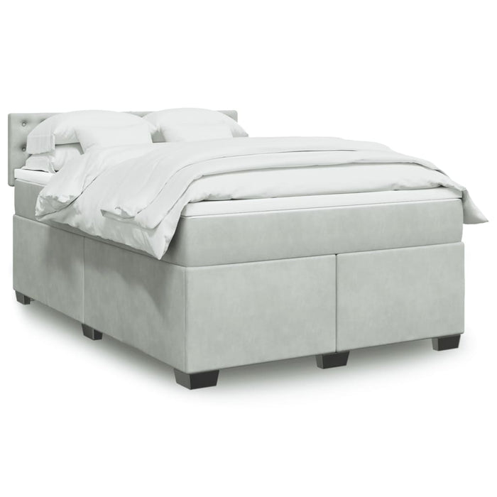 Pat box spring cu saltea, gri deschis, 160x200 cm, catifea - WALTI WALTI