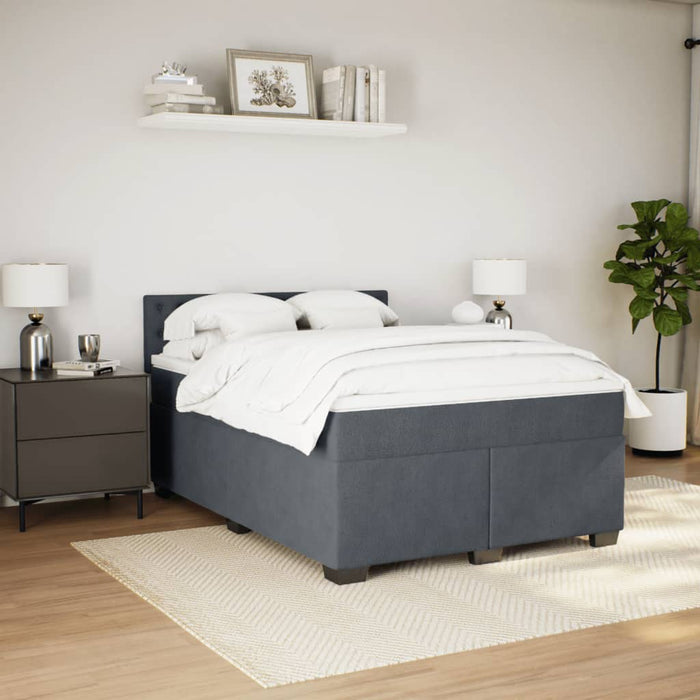 Pat box spring cu saltea, gri închis, 160x200 cm, catifea - WALTI WALTI