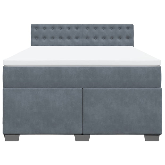 Pat box spring cu saltea, gri închis, 160x200 cm, catifea - WALTI WALTI