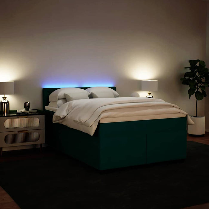 Pat box spring cu saltea, verde închis, 160x200 cm, catifea - WALTI WALTI