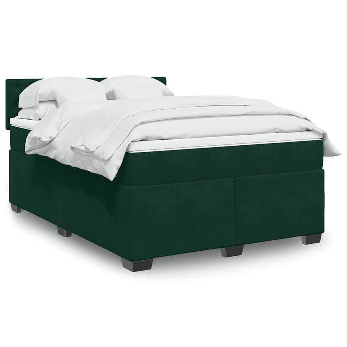 Pat box spring cu saltea, verde închis, 160x200 cm, catifea - WALTI WALTI