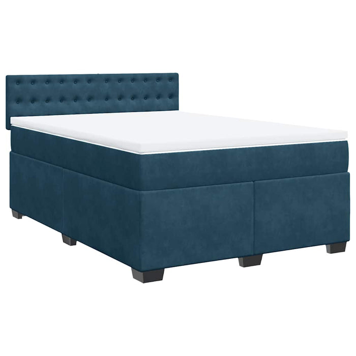 Pat box spring cu saltea, albastru, 160x200 cm, catifea - WALTI WALTI