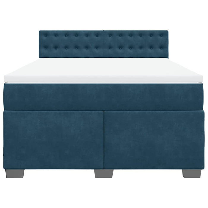 Pat box spring cu saltea, albastru, 160x200 cm, catifea - WALTI WALTI