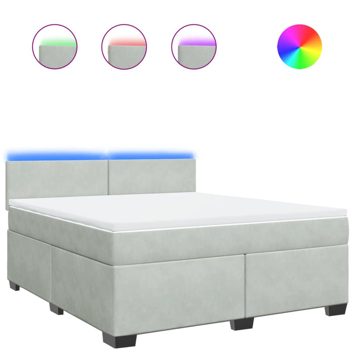 Pat box spring cu saltea, gri deschis, 180x200 cm, catifea - WALTI WALTI