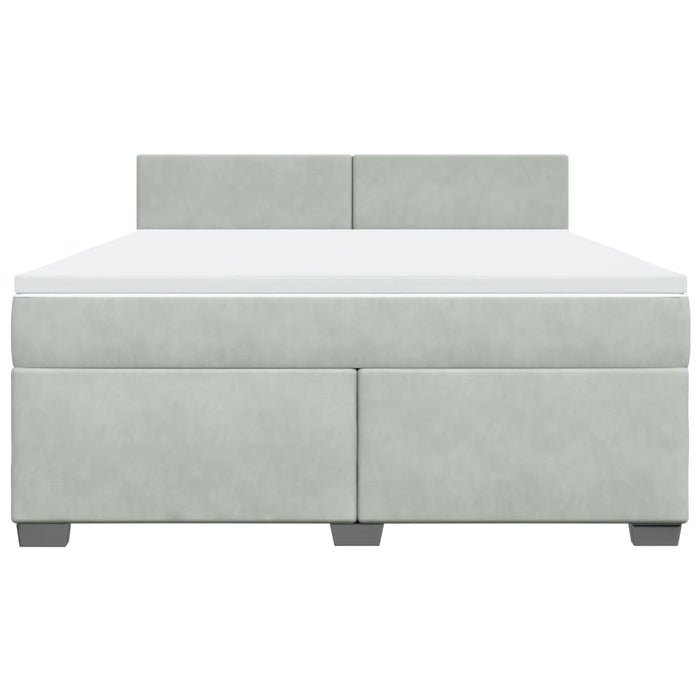 Pat box spring cu saltea, gri deschis, 180x200 cm, catifea - WALTI WALTI