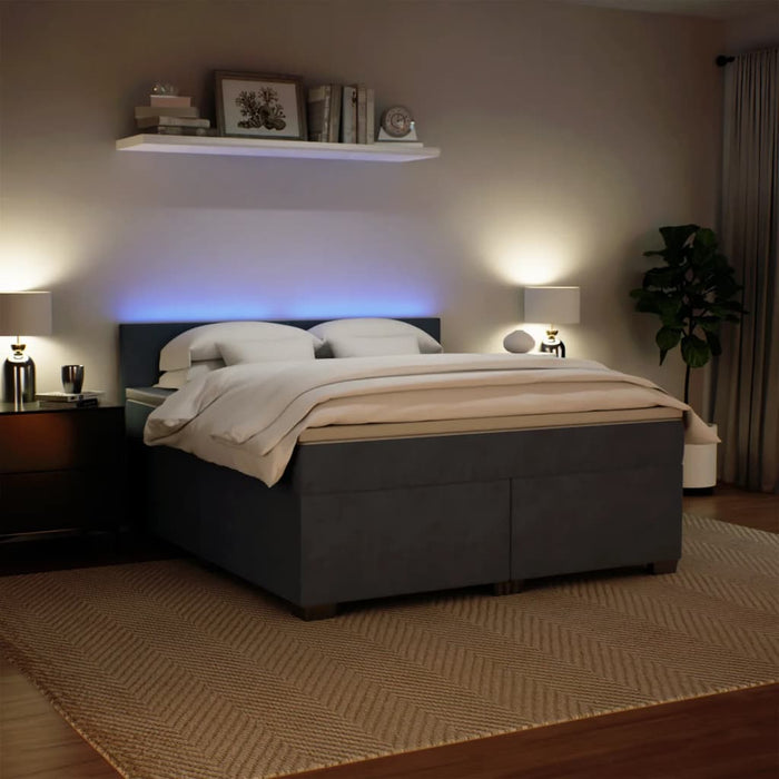 Pat box spring cu saltea, gri închis, 180x200 cm, catifea - WALTI WALTI